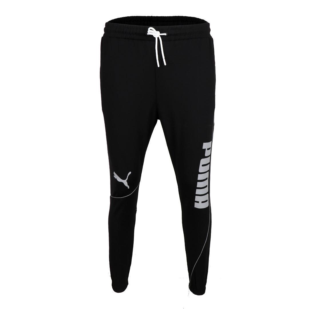 Puma Men's Comfortable Cotton Sweatpants With Bold Side Logo - Black - Obeezi.com