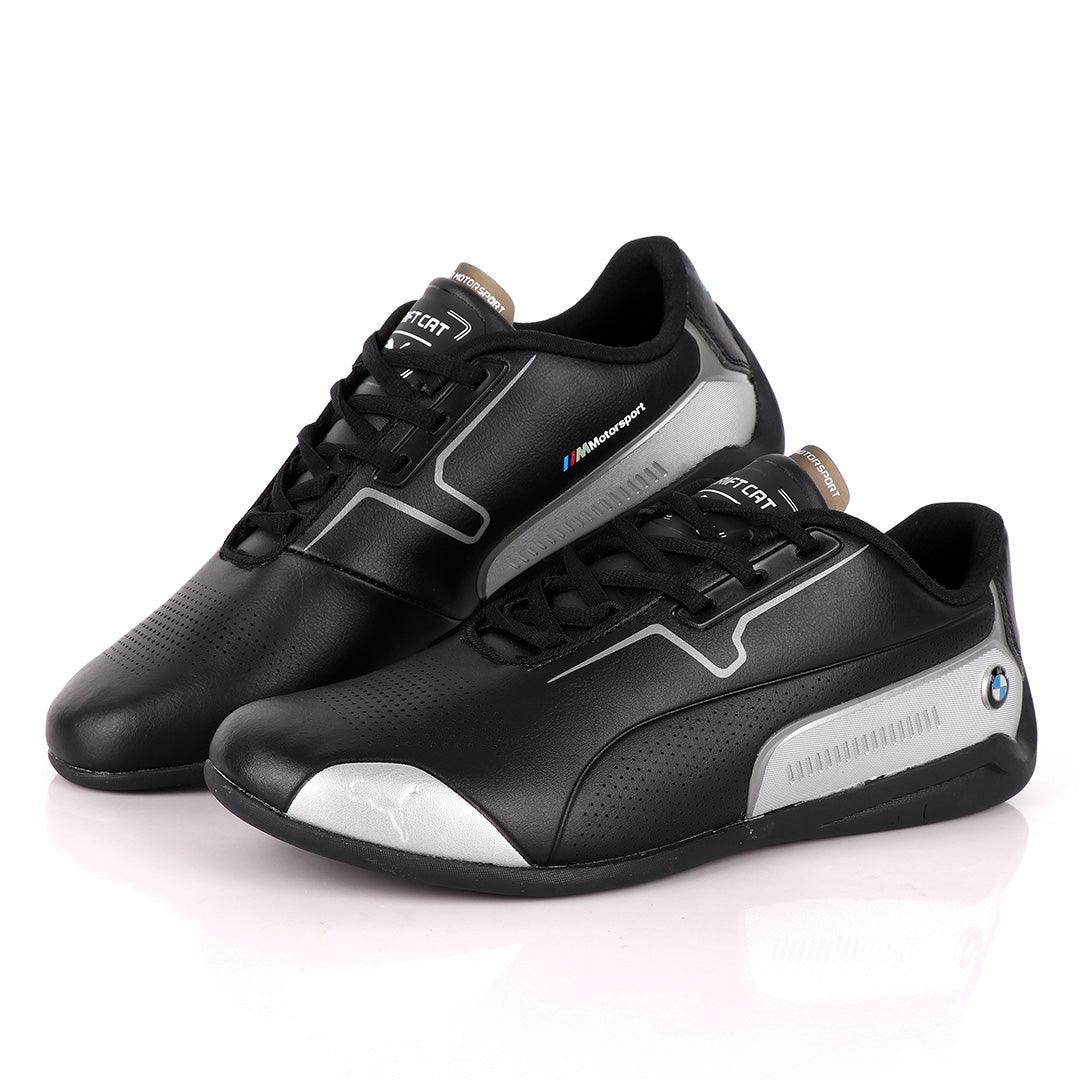 Puma Motor Sport Drift Cat Black Silver Leather Sneakers - Obeezi.com