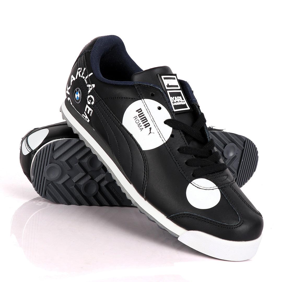 Puma Roma Karl Lagerfeld Black And White Sneakers - Obeezi.com