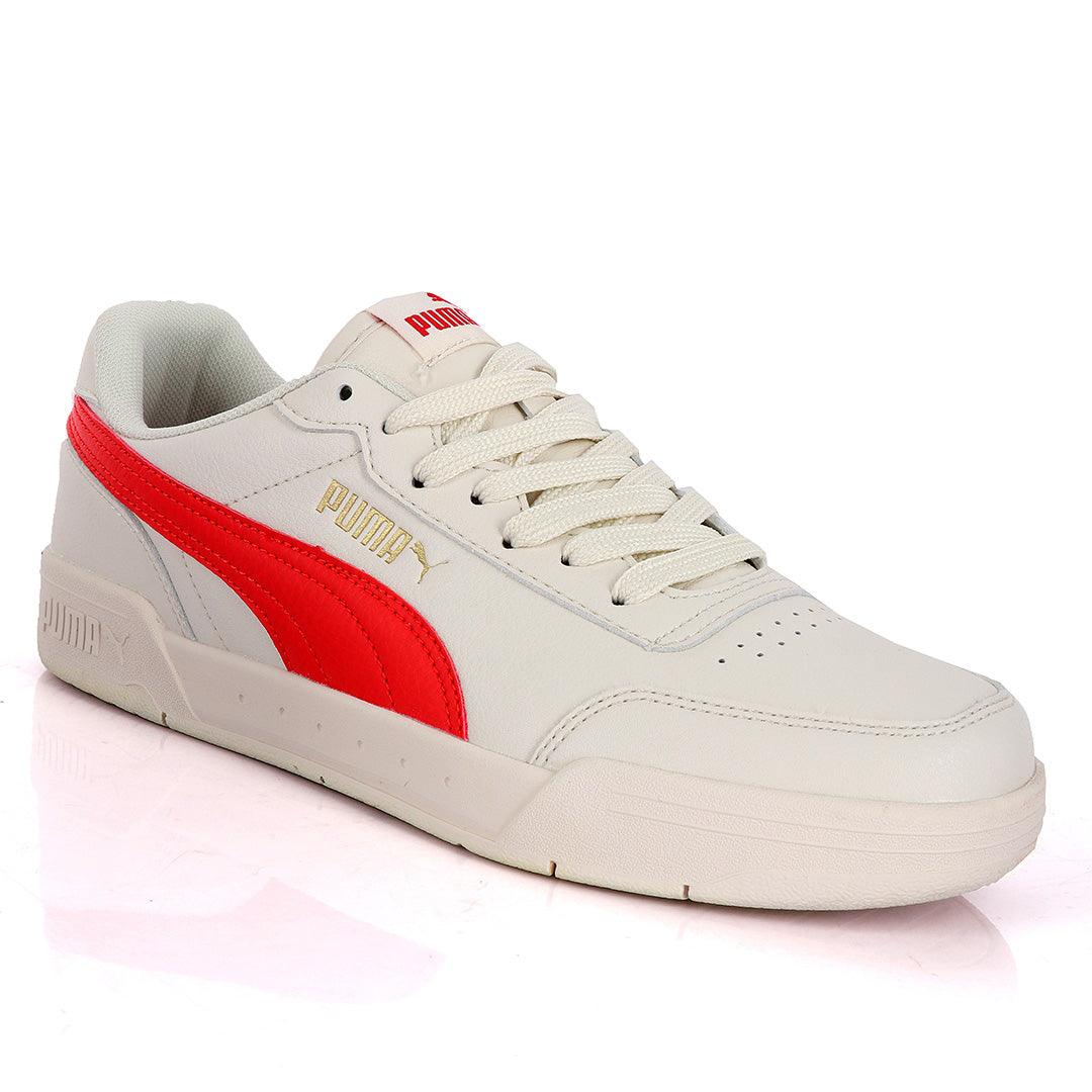Puma Soft Foam Optimal Comfort Off-White And Red Leather Sneakers - Obeezi.com