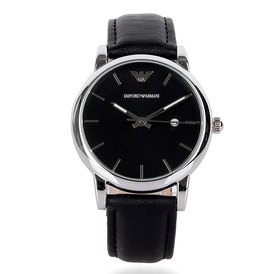 Quartz stainless steel black/silver Leather Watch - Obeezi.com