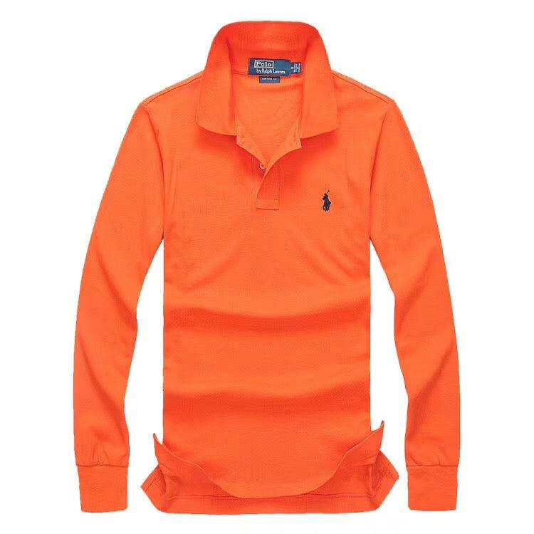 R L Long-sleeved Small Pony T-shirt Polo Orange - Obeezi.com