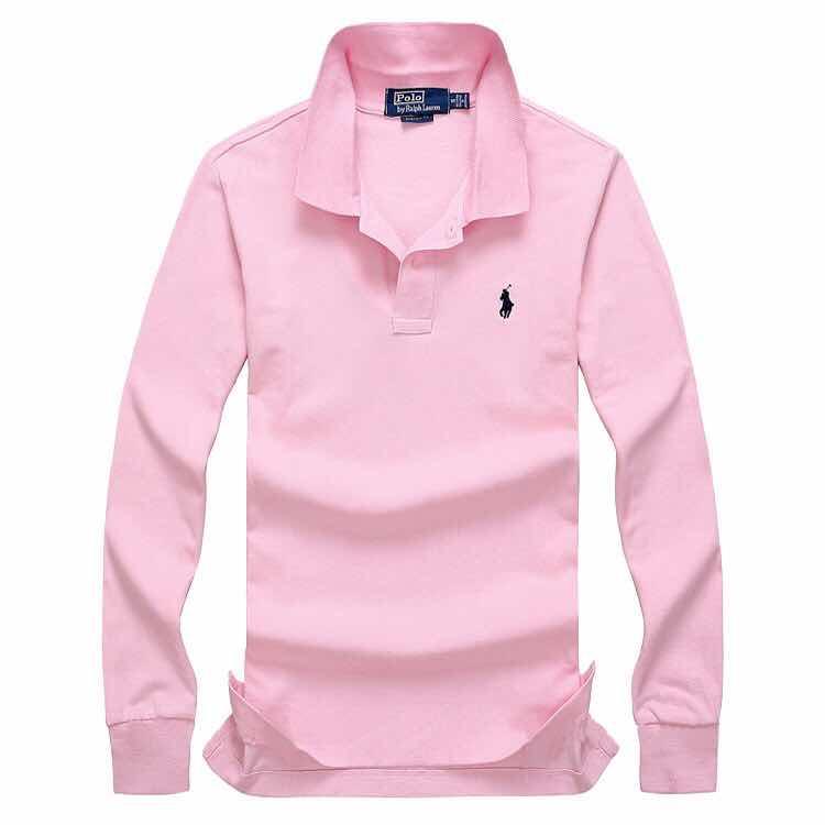 R L Long-sleeved Small Pony T-shirt Polo Pink - Obeezi.com