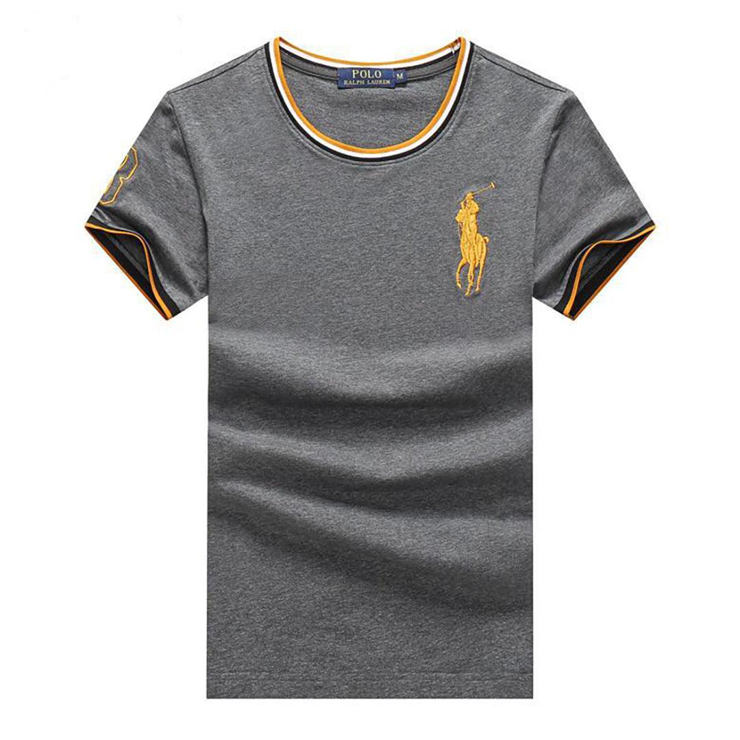 Ralp Gray Custom Slim Fit Crew Neck T-Shirt - Obeezi.com