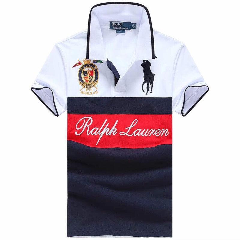 Ralph Lauren Flag IV White Navyblue T-Shirt - Obeezi.com