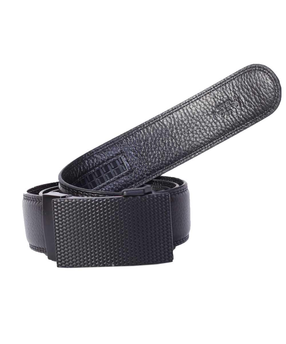 Ratchet Bulliant Black Leather Belt for Men - Obeezi.com