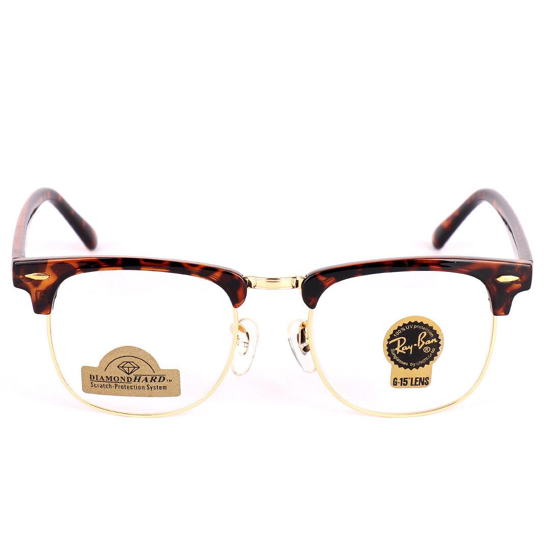 Ray-Ban 3016 Clubmaster Optics Brown and Gold Sunglasses - Obeezi.com