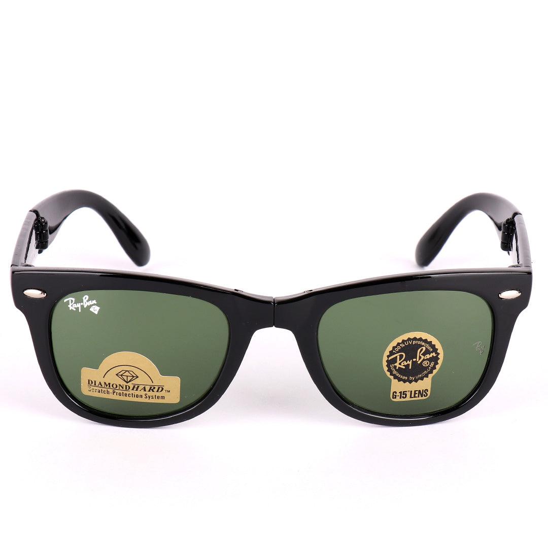 Ray-Ban 4105 Foldable Wayfarer Black With Green Lens Sunglasses - Obeezi.com