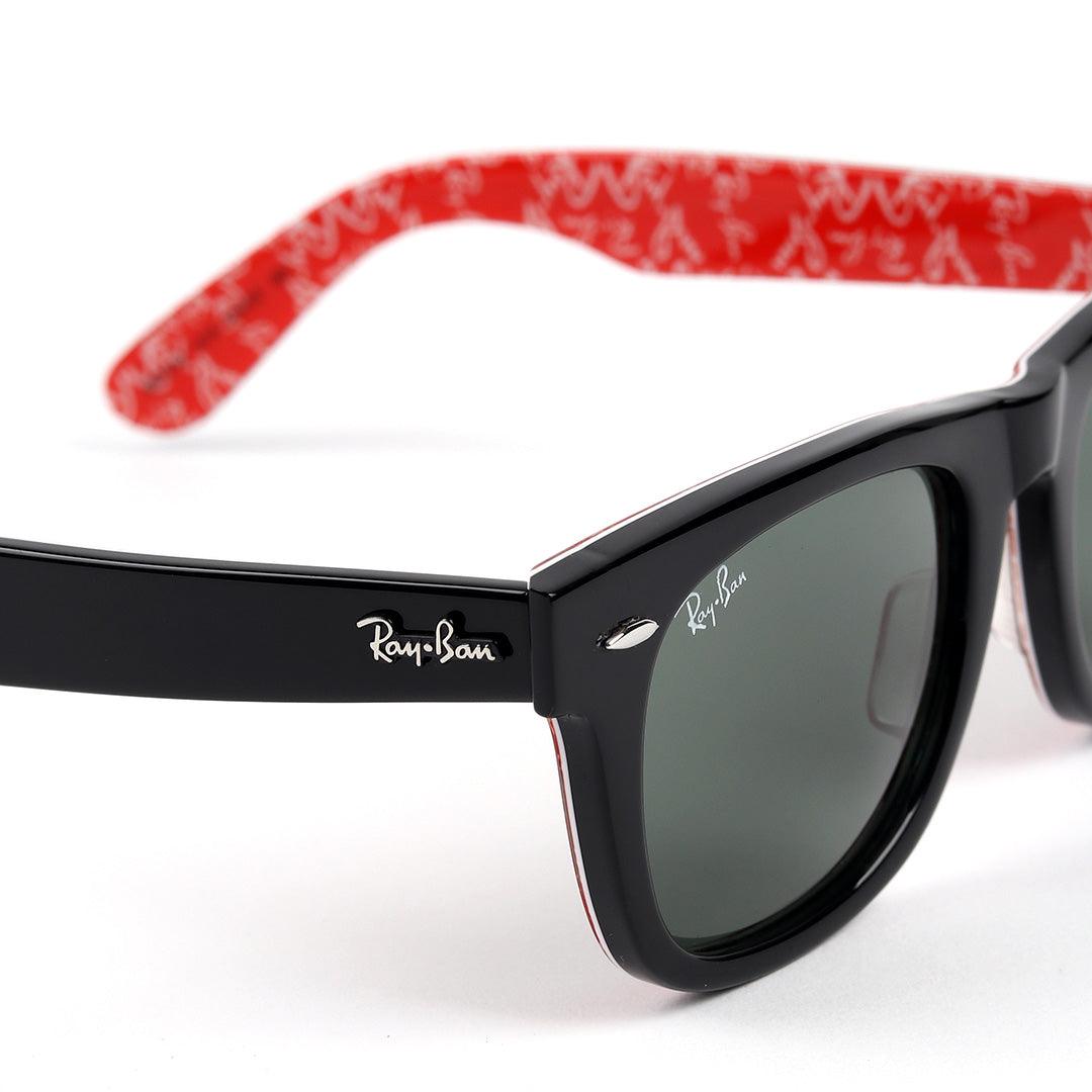 Ray-Ban All Black Wayfarer Full Red Signature Scripted Sunglasses - Obeezi.com