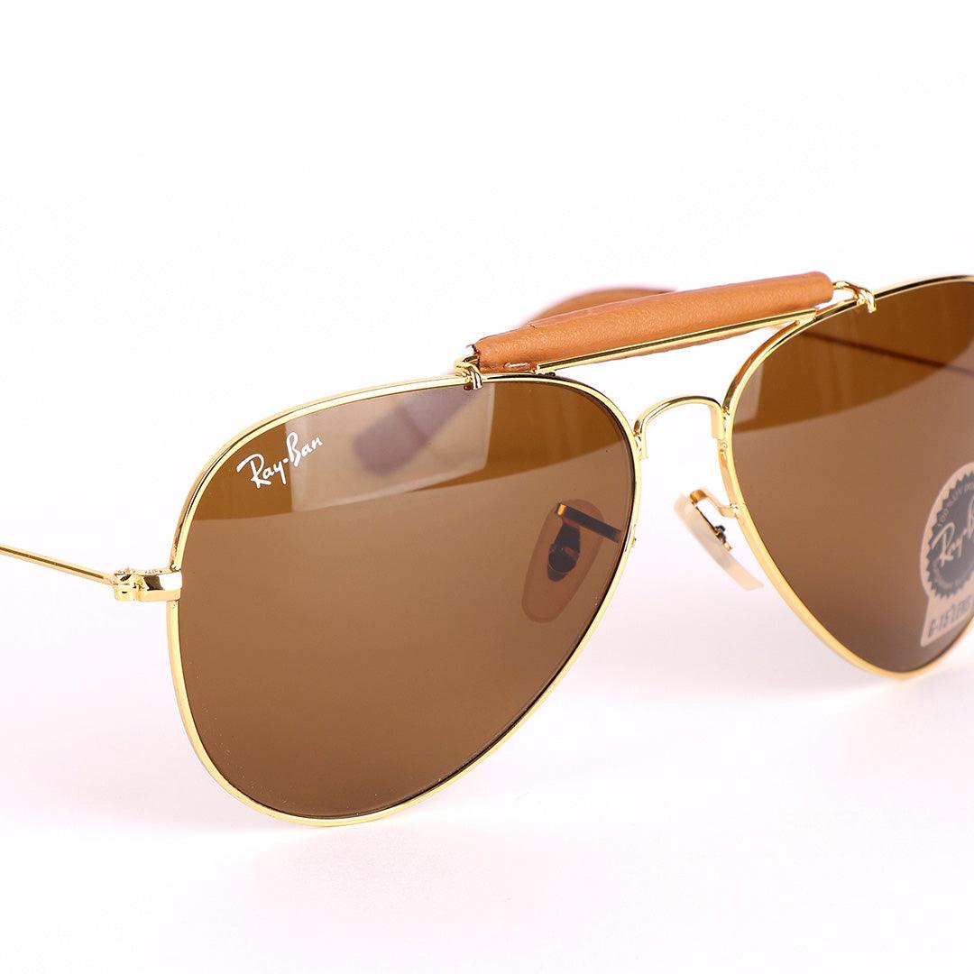 Ray-Ban Classic Aviator G-15 Gold And Brown Sunglasses - Obeezi.com