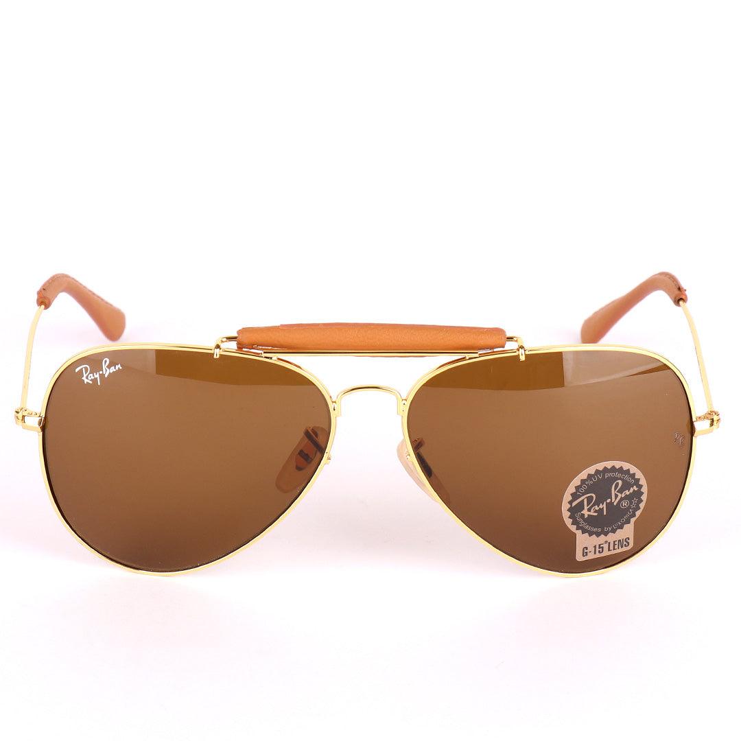Ray-Ban Classic Aviator G-15 Gold And Brown Sunglasses - Obeezi.com