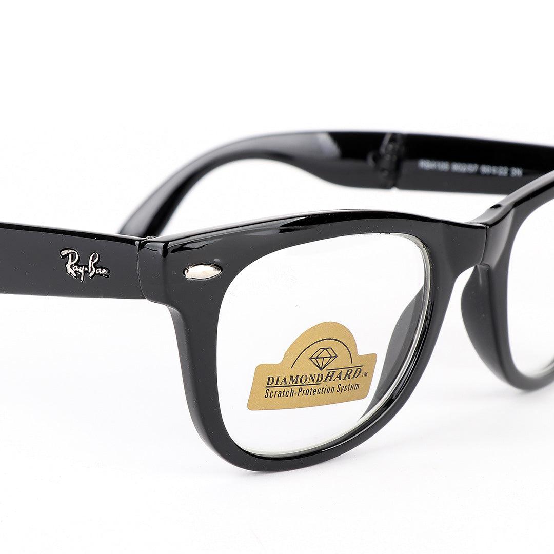 Ray-Ban Foldable Wayfarer Black And Transparent Lens Sunglasses - Obeezi.com