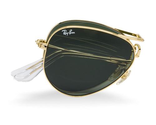 Ray Ban Folding Black Aviator Gold Rim Sunglasses - Obeezi.com