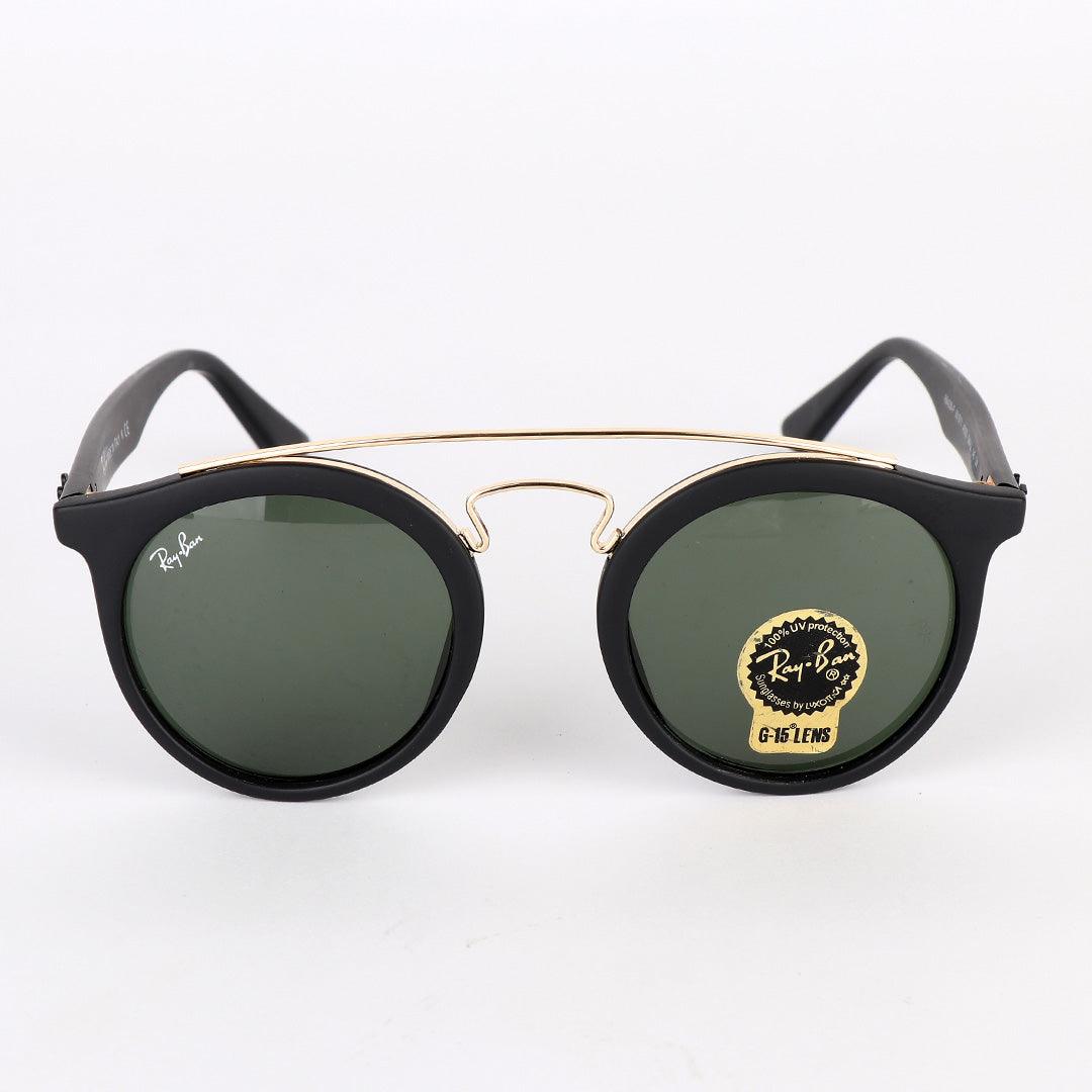 Ray-Ban Round Frame And Gold Metal Black Sunglasses - Obeezi.com