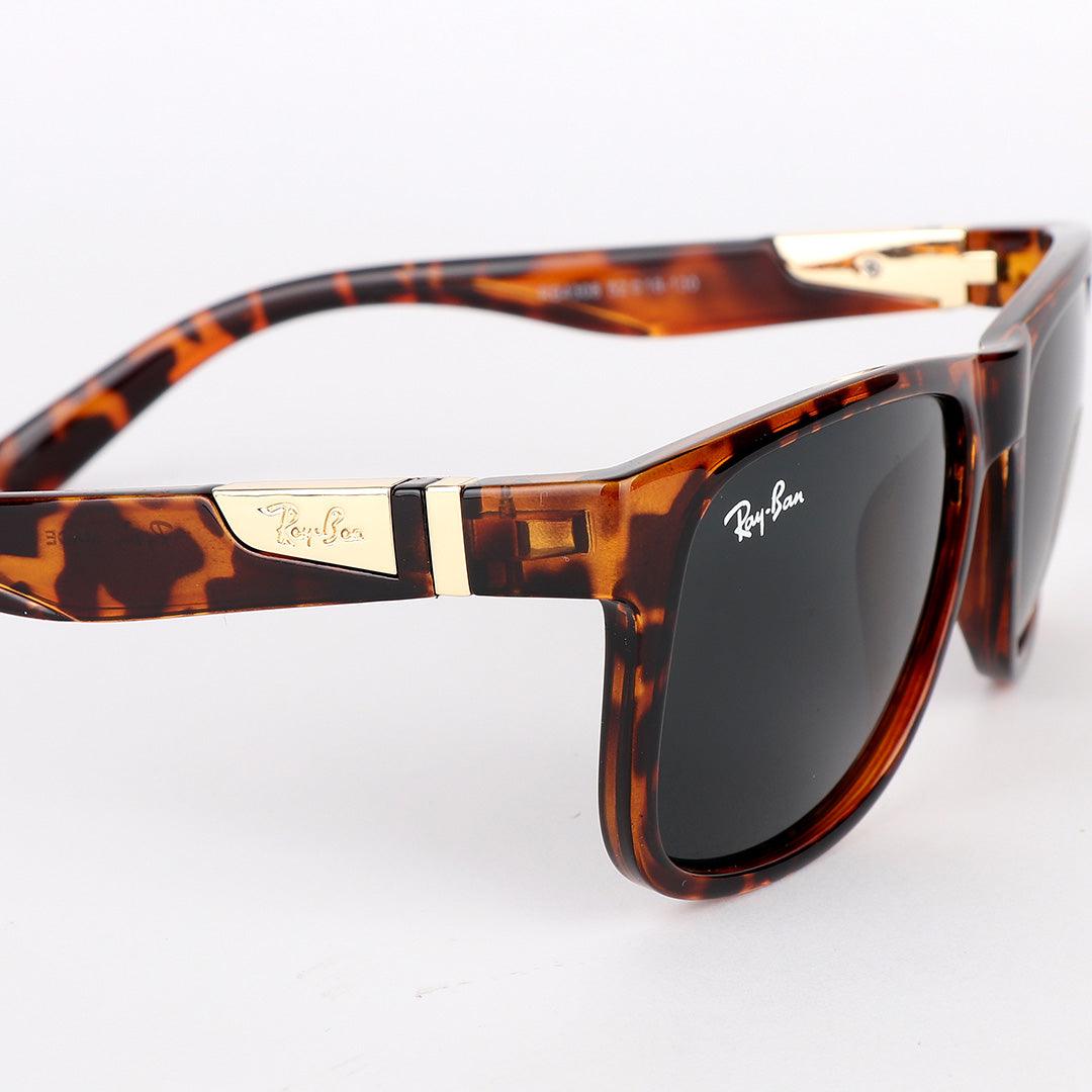 Ray-Ban Wayfarer Side Gold Crested Brown Sunglasses - Obeezi.com