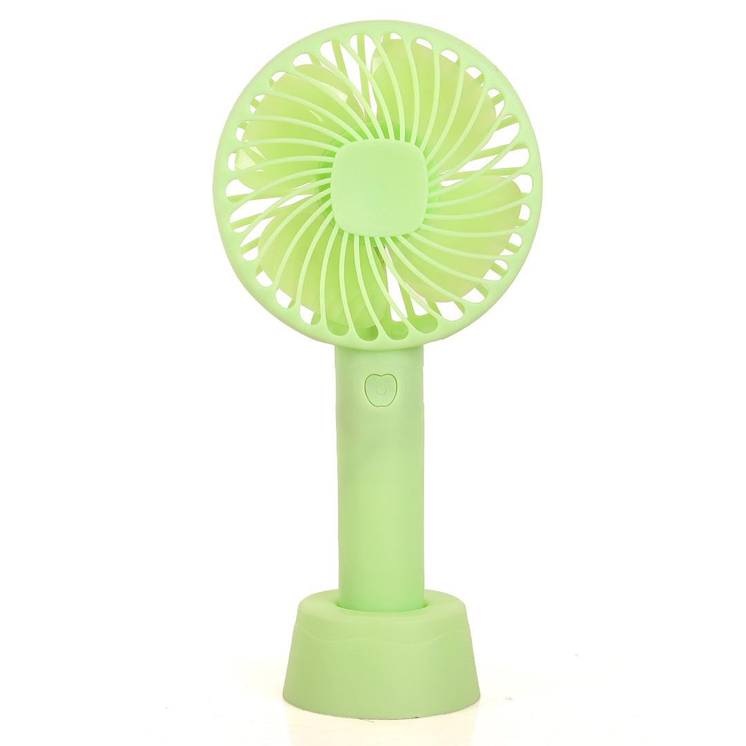 Rechargeable Mini Usb Hand Fan + Base + Battery- Green - Obeezi.com