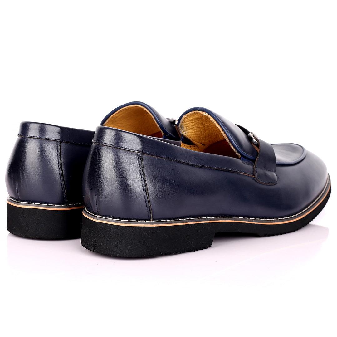 Renato Bulbecc Single Chain Designed Men's Shoes-Navy Blue - Obeezi.com