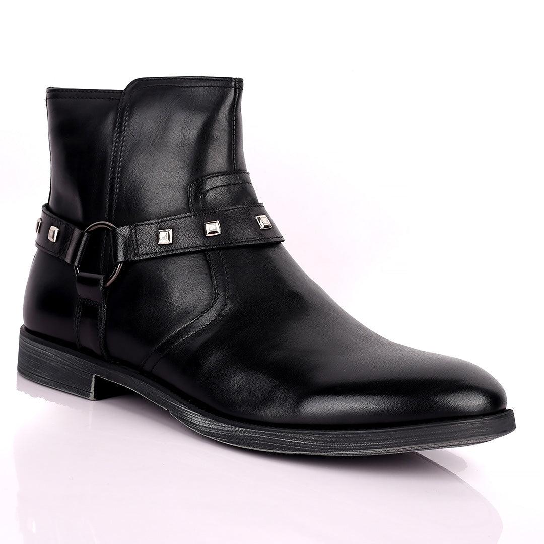 Renato Dulbecc High Ankle Shoe With Belt and Silver Design Formal Shoe - Obeezi.com