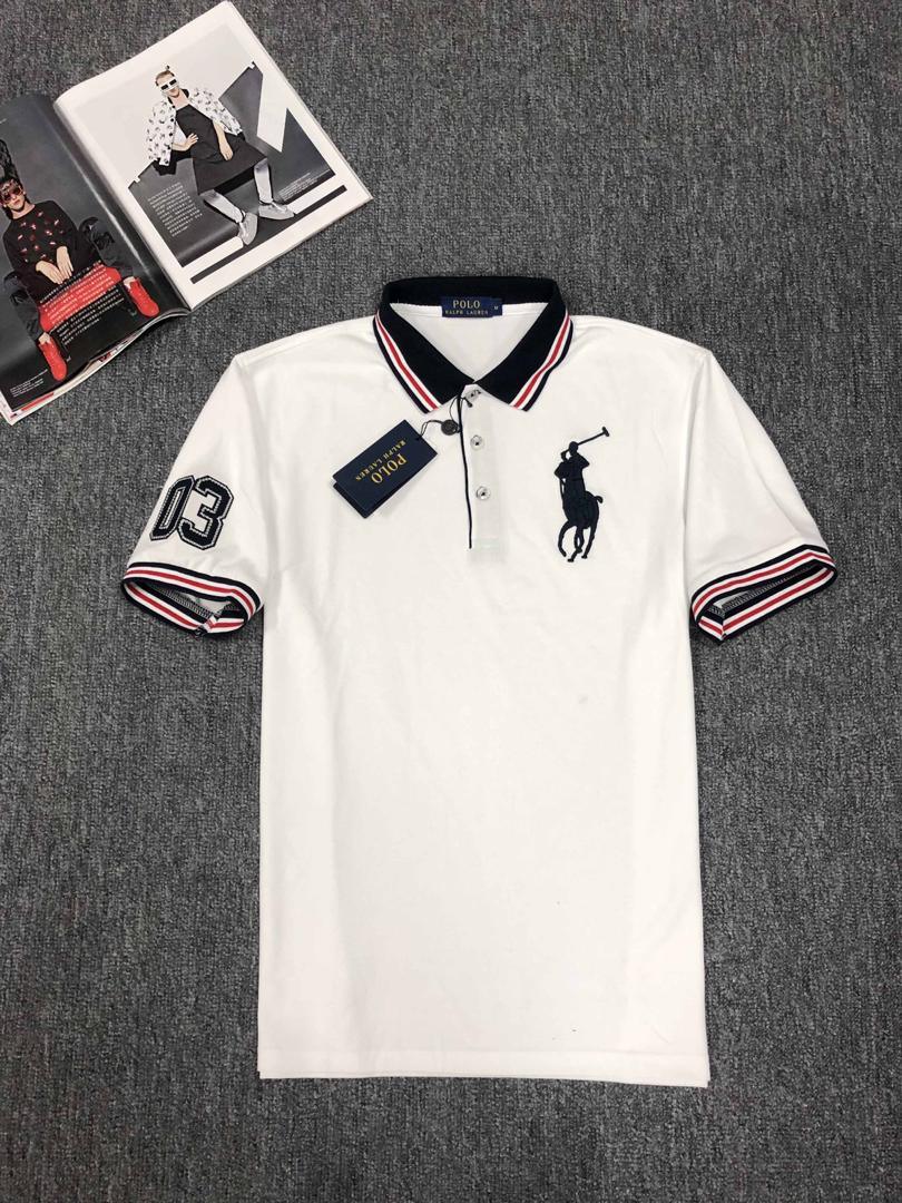 RL Custom Fit Athletic Division With Number Design White Polo - Obeezi.com