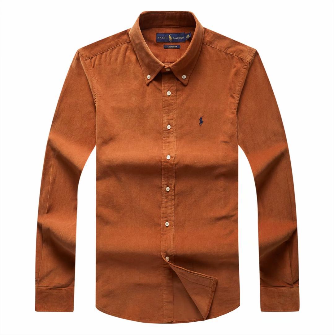 RL Custom Fit Brown Suede Long-Sleeve Shirt With Small Pony - Obeezi.com