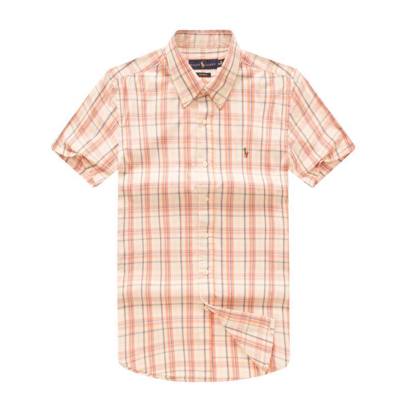 RL Custom Fit Short Sleeve Men's Button Down Oxford Shirt-Cream - Obeezi.com