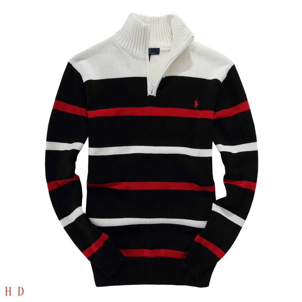 RL men's sweater stripe half-zipper -Multi Color - Obeezi.com