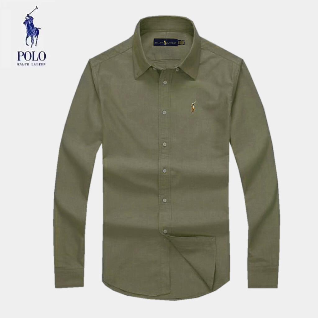 RL Plain Men's Longsleeve Green Casual Shirt - Obeezi.com