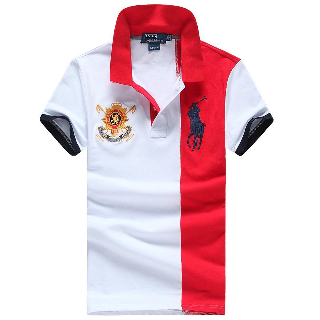 RL White Red Big Horse Logo Short Sleeve Polo - Obeezi.com