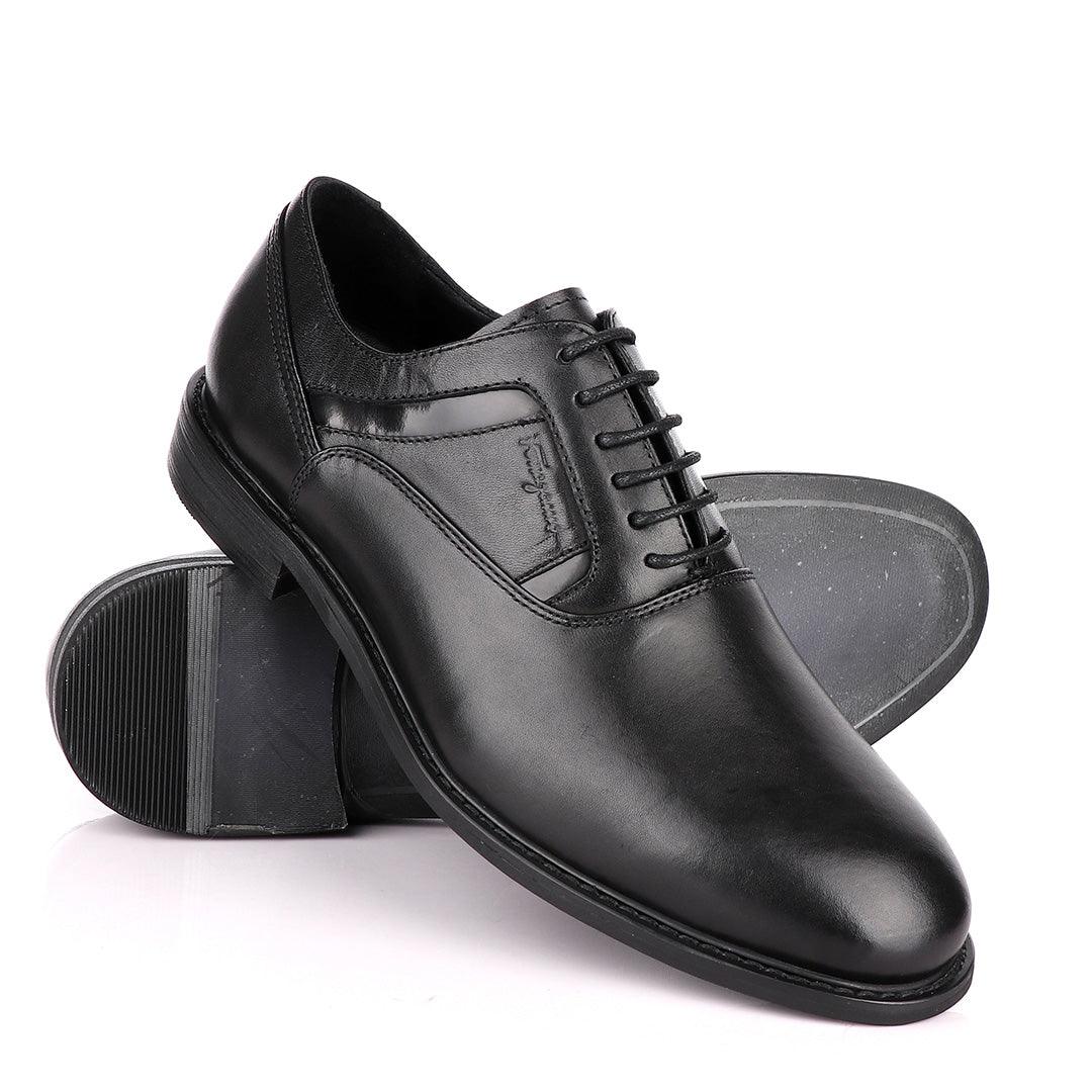 Salvatore Ferragamo Black Leather Oxford Shoe - Obeezi.com
