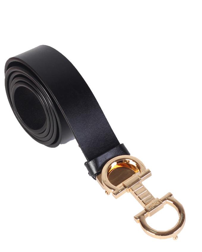 Salvatore Ferragamo Black Reversible Leather Belt, - Obeezi.com