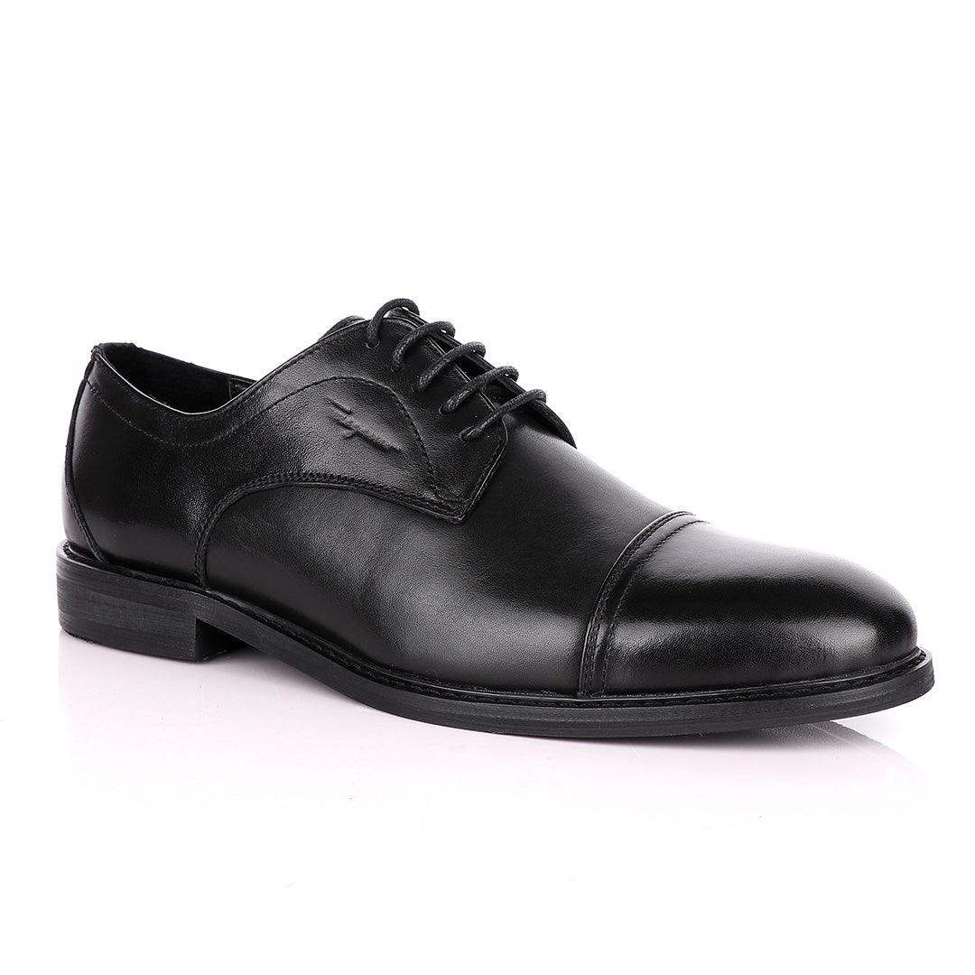 Salvatore Ferragamo Cap Toe Black Derby Shoe - Obeezi.com