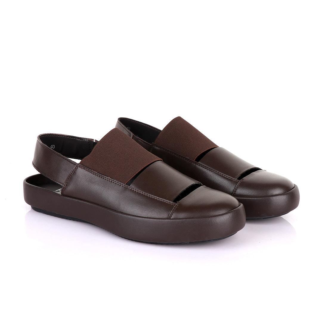 Salvatore Ferragamo Coffee Leather Exquisite Sandals - Obeezi.com