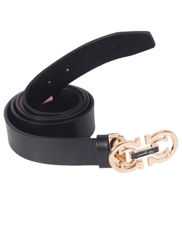 Salvatore Ferragamo Leather belt - Black Gold Head - Obeezi.com