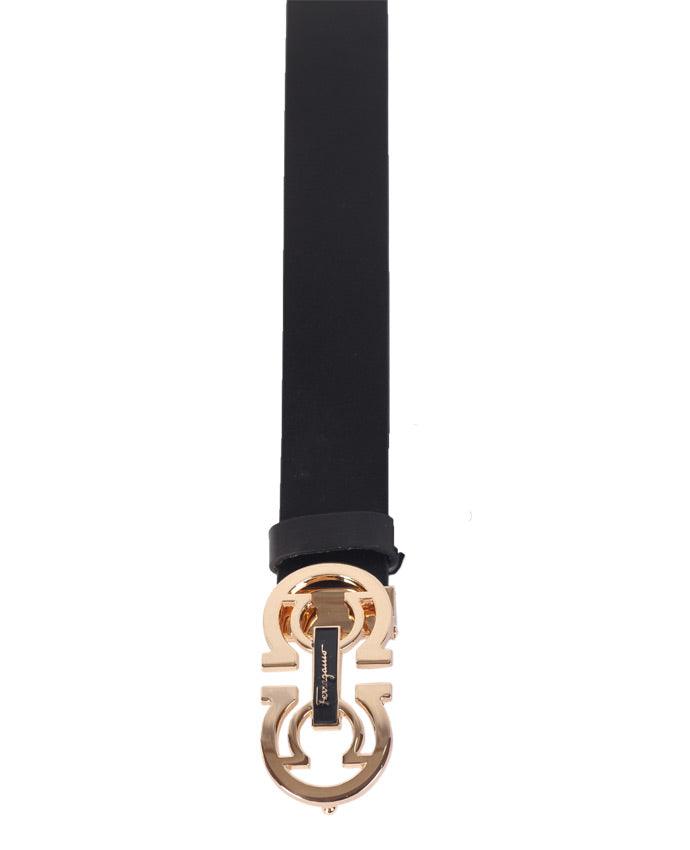 Salvatore Ferragamo Leather belt - Black Gold Head - Obeezi.com