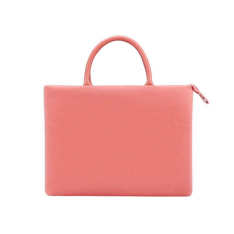 Shockproof Soft Handle Zipper Laptop Bag- Pink - Obeezi.com