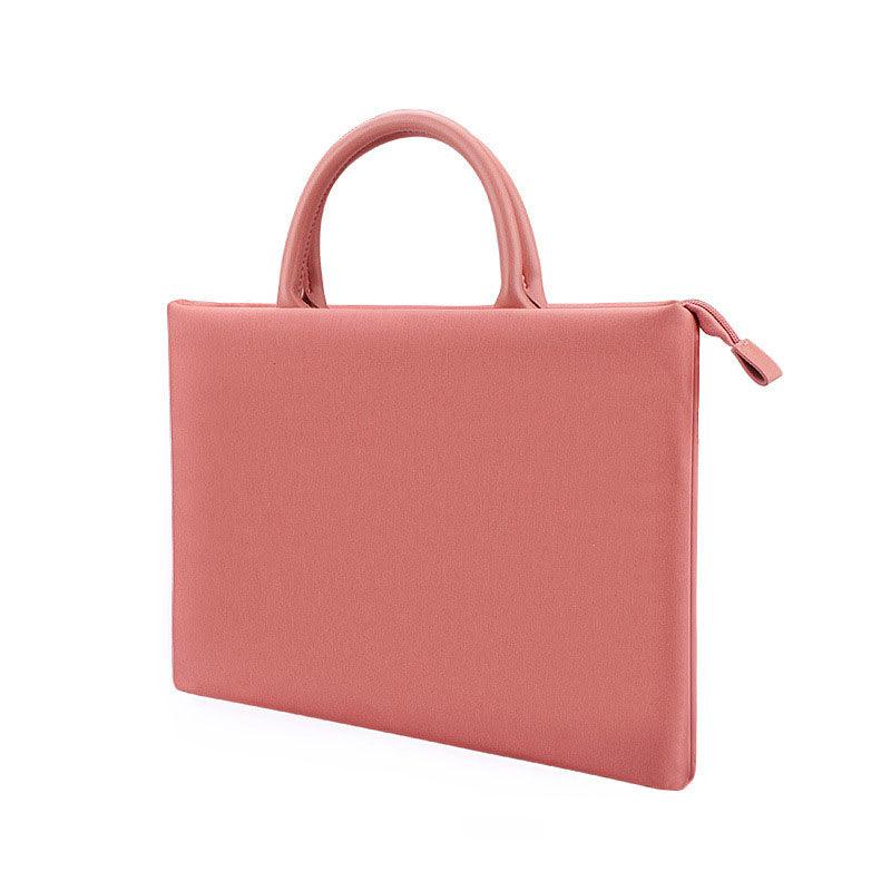 Shockproof Soft Handle Zipper Laptop Bag- Pink - Obeezi.com