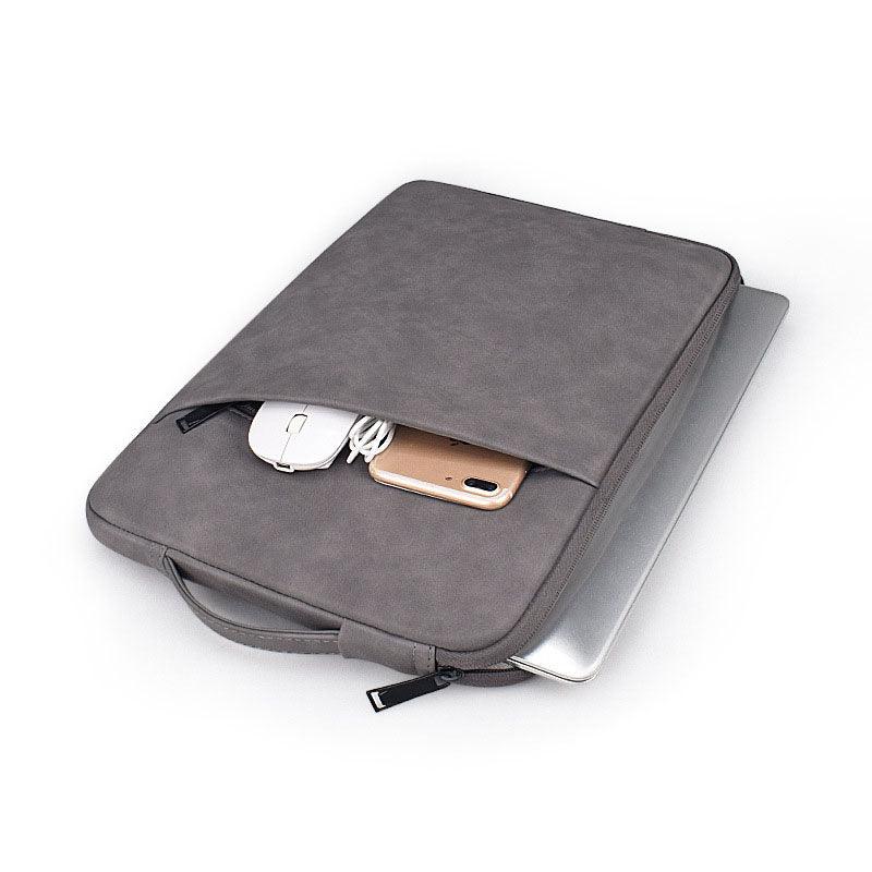 Sleek And Stylish Slant Zipper Designed Laptop Sleeve- Khaki - Obeezi.com