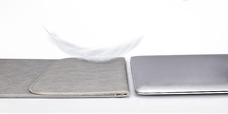 Sleek Men's Slim Leather Laptop Sleeve- Ash - Obeezi.com