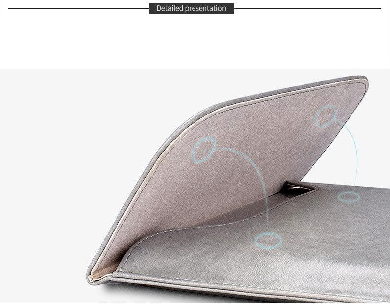 Sleek Men's Slim Leather Laptop Sleeve- Ash - Obeezi.com