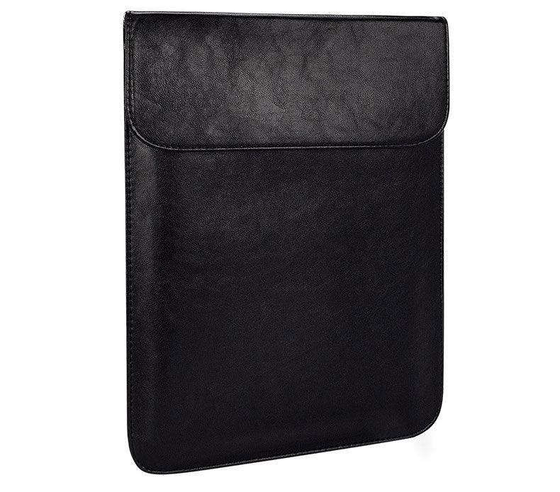 Sleek Men's Slim Leather Laptop Sleeve- Black - Obeezi.com