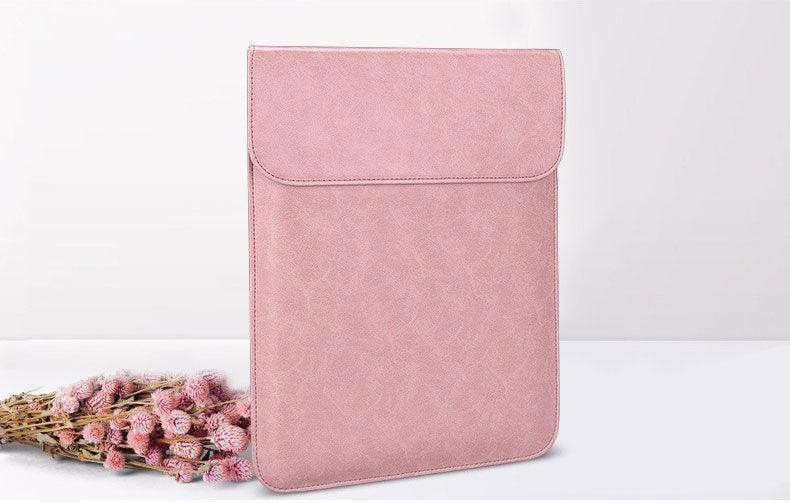 Sleek Men's Slim Leather Laptop Sleeve- Pink - Obeezi.com