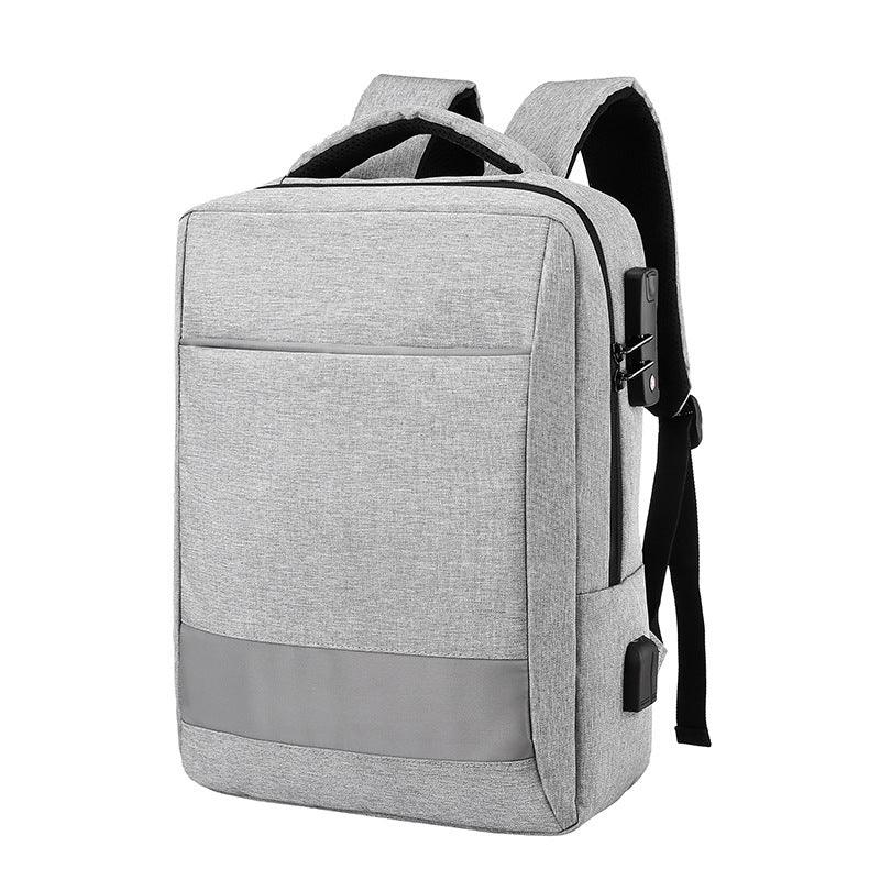 Smart Anti-Theft Lock Backpack With USB Charging Ports Bag- Ash - Obeezi.com