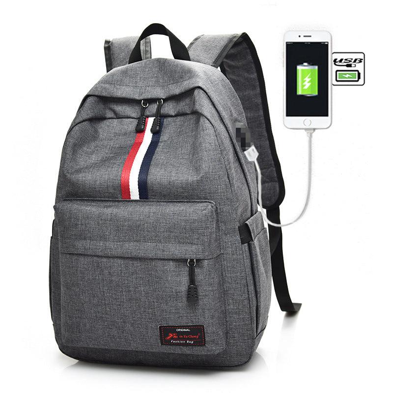 Smart Link Outdoor 3 Coloured Strap Backpack with USB Port Bags-Grey - Obeezi.com