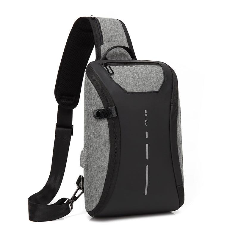 Smart WaterProof Sports Shoulder Bag With USB Port-Black - Obeezi.com