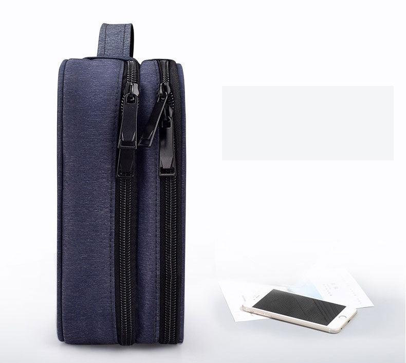 Soft Fabric Water Resistant Sleeve Double Zip Ipad Pouch Case- NavyBlue - Obeezi.com