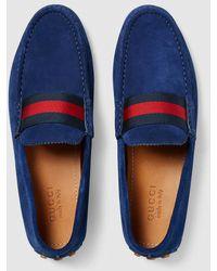 Suede Nylon Web Loafers Blue Shoe - Obeezi.com
