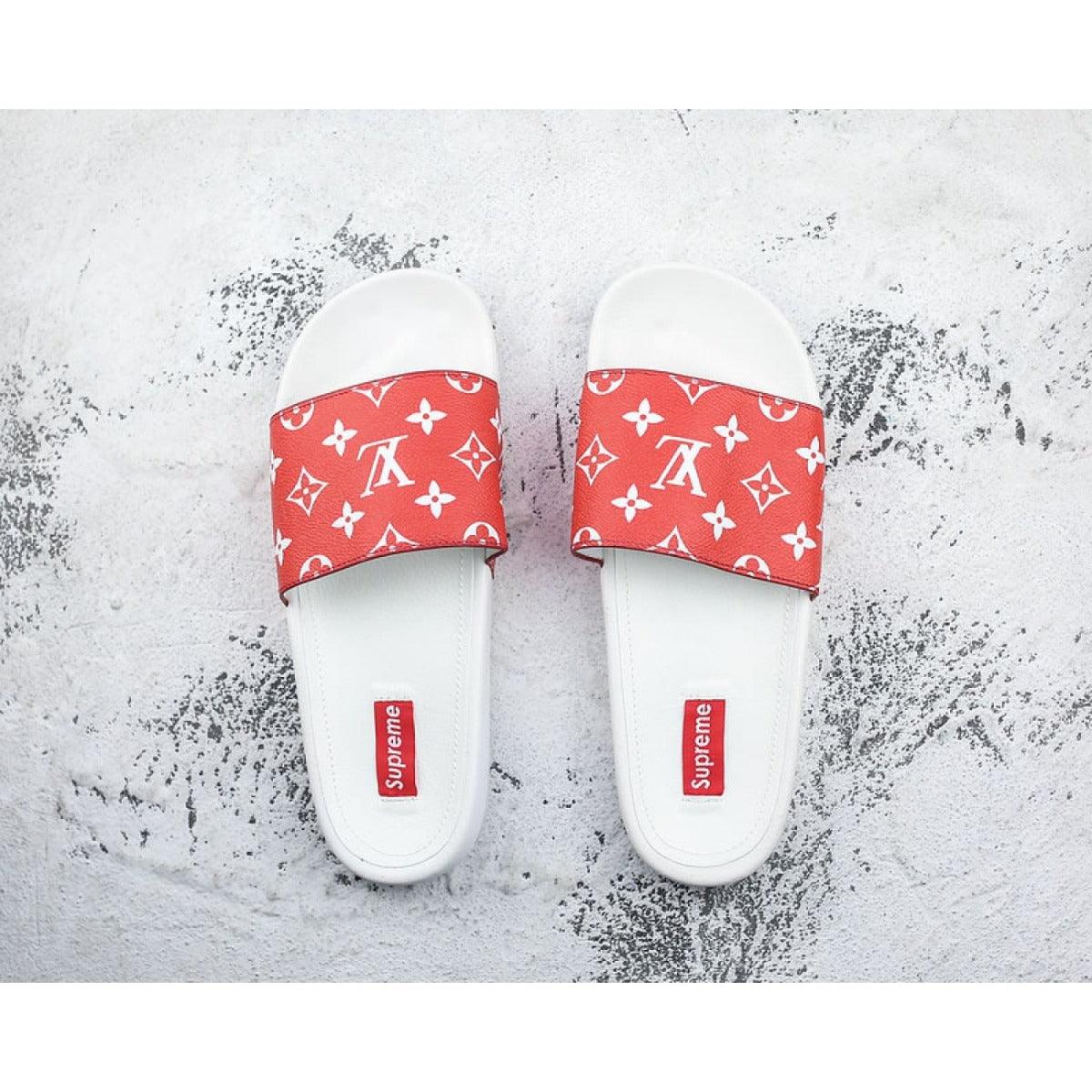 Sup x LV 14ss Slide Sandals Red and White - Obeezi.com