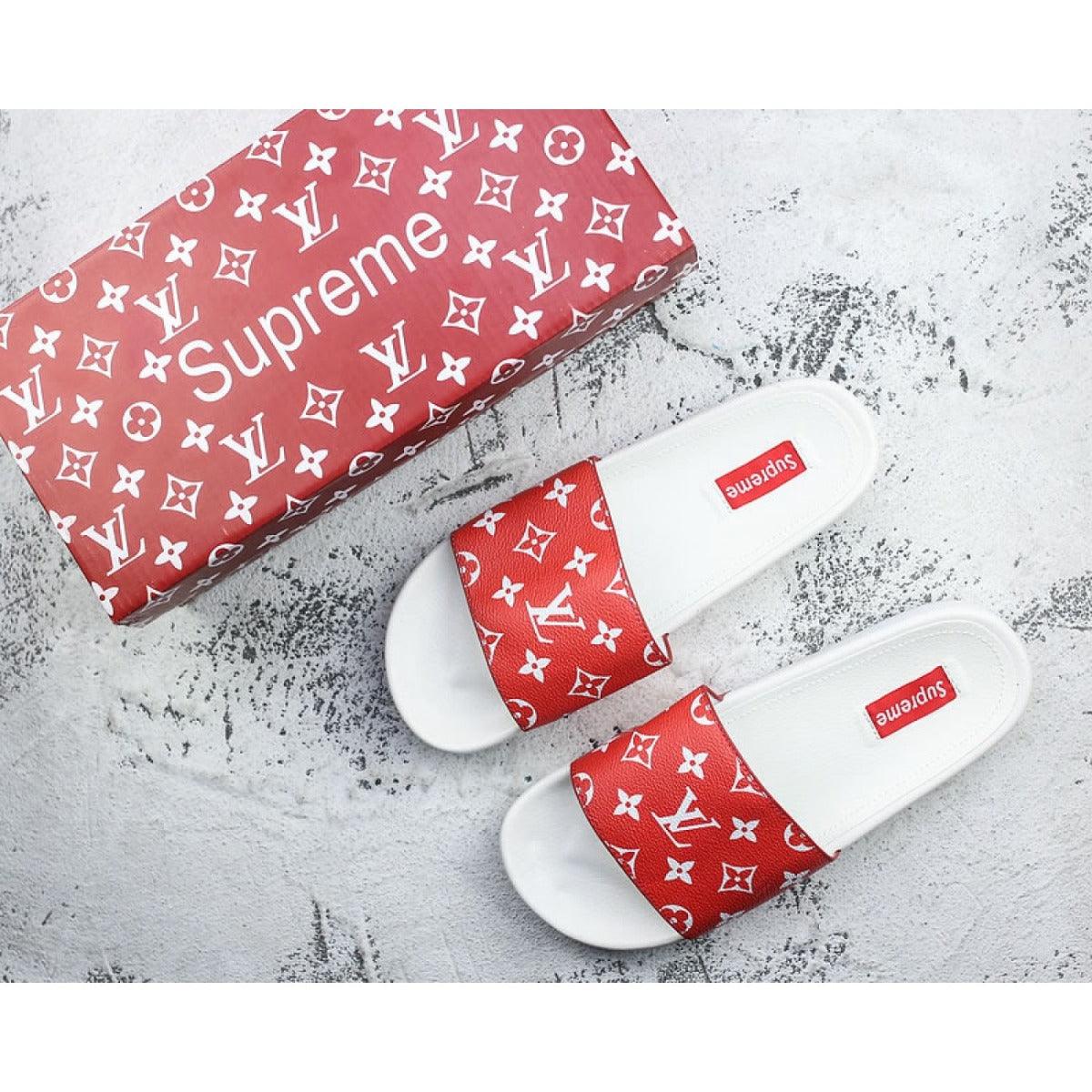 Sup x LV 14ss Slide Sandals Red and White - Obeezi.com