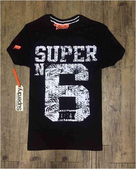 Super Dry No 6 Print Design T-shirt Black - Obeezi.com