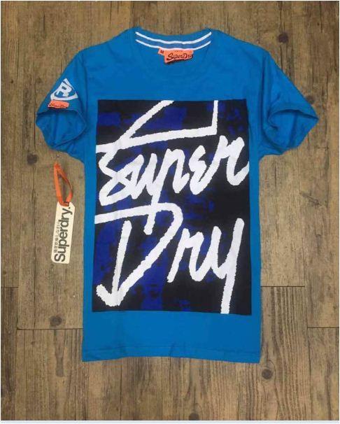 Super Dry Print Patterned T-shirt - Blue - Obeezi.com